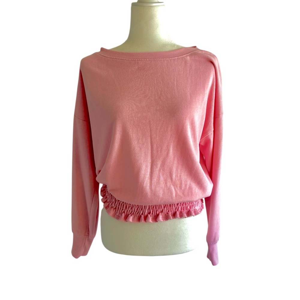 Sundry Pink Ruched Hem Sweatshirt
